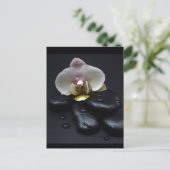 White Orchid on Black Stones Briefkaart (Staand voorkant)