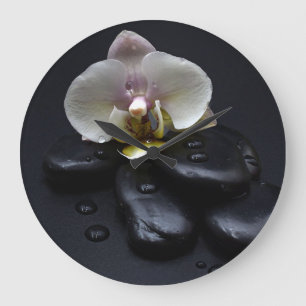White Orchid on Black Stones Grote Klok