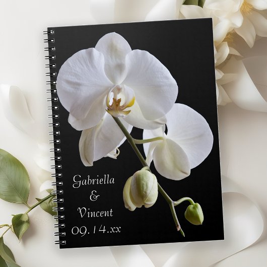 White Orchid op Black Wedding Notitieboek