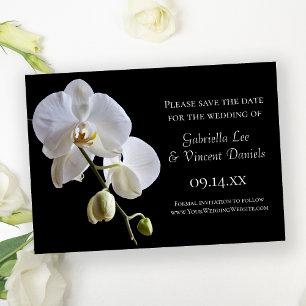 White Orchid op Black Wedding Save the Date
