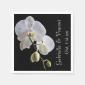 White Orchid op Black Wedding Servetten (Voorkant)