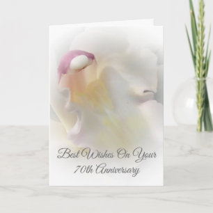 White Orchid Personalized 70th Wedding Jubileum Kaart