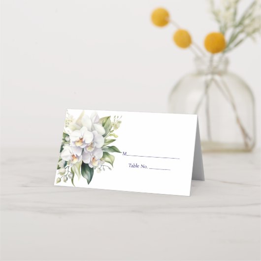 White Orchid Place Card Guest Table Response Kaart (Voorkant)