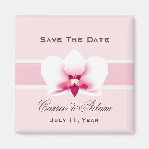 White Orchid Save the Date Magnet Magneet