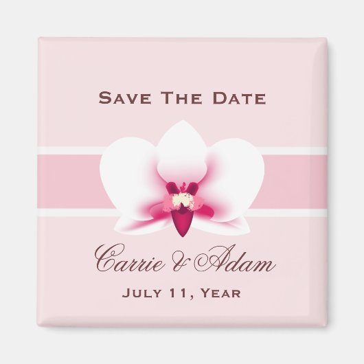 White Orchid Save the Date Magnet Magneet (Voorkant)