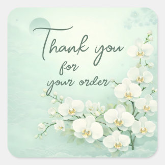 White orchid Thank You For your order Vierkante Sticker