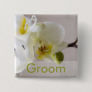 White Orchid ・ Wedding Button