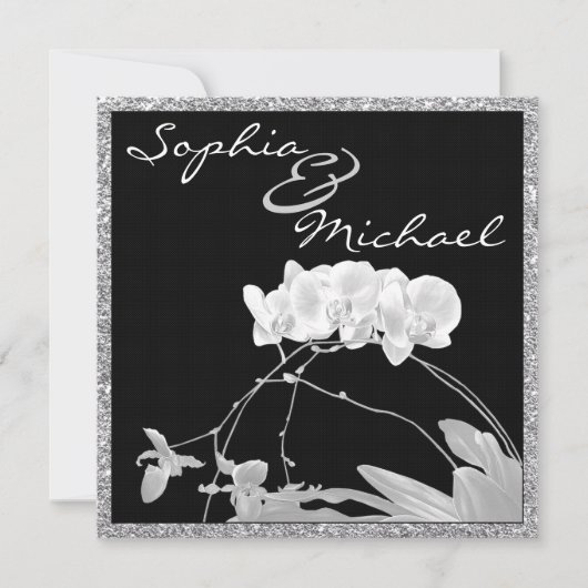 White Orchid WEDDING Invitation Kaart (Voorkant)