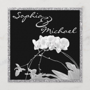 White Orchid WEDDING Invitation Kaart