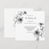 White Orchid Wedding Invitation Kaart (Voorkant / Achterkant)