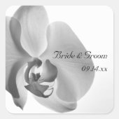 White Orchid Wedding Square Envelope Seals Vierkante Sticker (Voorkant)