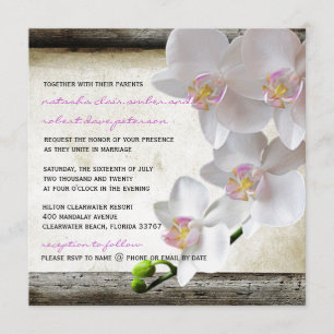 White Orchids Chic Elegant Country Wedding Invites Kaart