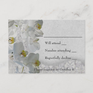 White Orchids Damask RSVP Kaartje