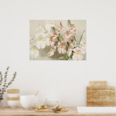 White Orchids Flower  Old Illustration Poster (Keuken)