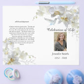 White Orchids Hummingbird Funeral Programme Flyer (Enkel)