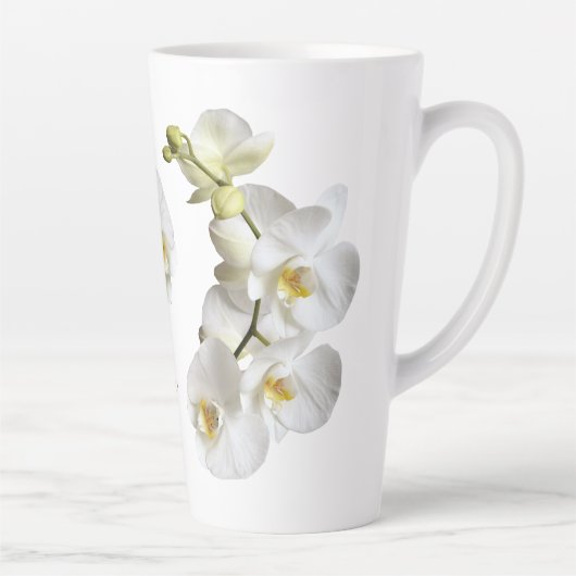 White Orchids Name Sjabloon Elegant Gift Latte Mok (Rechts)