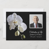 White Orchids on Black Celebration of Life Kaart (Voorkant)