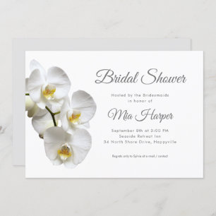 White Orchids Silver Grey Custom Vrijgezellenfeest Kaart