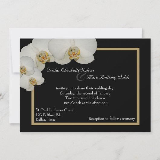 White Orchids Wedding Invitation Kaart (Voorkant)