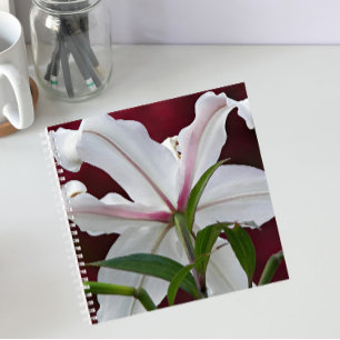 White Oriental Lily Bloom Floral Notitieboek