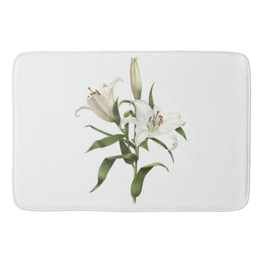White Oriental Lily Botanical Art Badmat (Voorkant)