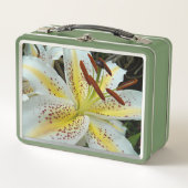 White Oriental Lily met Yellow Starburst Floral (Voorkant)