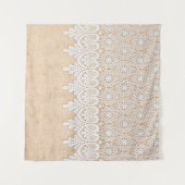 White Ornamental Lace over fabric design Wandkleed (Voorkant (horizontaal))