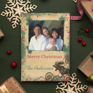 White Ornaments Family kerstfoto Briefkaart