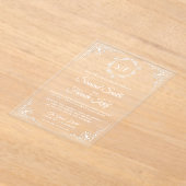 White Ornate Monogram Wedding Acryl Uitnodigingen (Laagn)