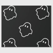 White Outline Ghost in Black Background Cadeaupapier (Vlak)