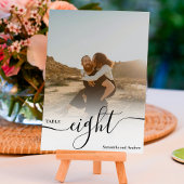 White overlay chic script namen foto's bruiloft kaart