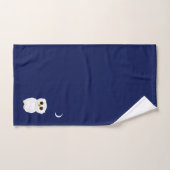 White Owl & Crescent Moon on Navy Blue Bad Handdoek (Handdoek)