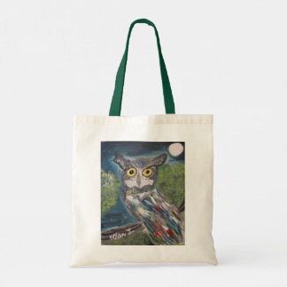 White Owl/Multi-Colored Owl Canvas tas