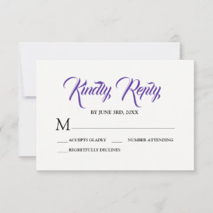 White Paars Floral RSVP Response Kaart
