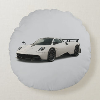 White pagani design on pillow rond kussen