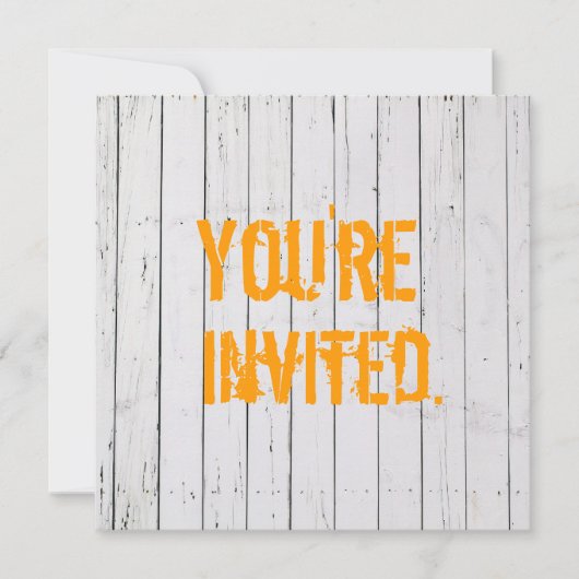 White Pained Wooden Wall Wedding Invitation Kaart (Voorkant)