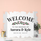 White Paint Pink Berries Mariage Bienvenue (Mariage)