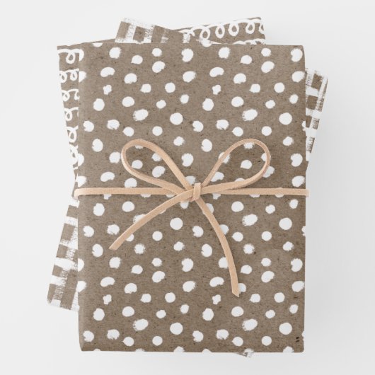 White Paint Rustic Kraft Simple Elegant Kerstmis Inpakpapier Vel (In situ)