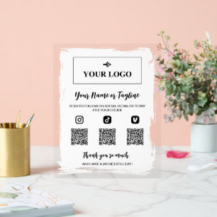 White Paint Uw Logo Social Media Betaling Acryl Bord