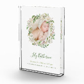 White Painted Floral Wreated Baby Foto Birth Stats (Rechts)