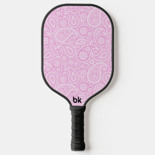 White  Paisley Pattern Light Roze Pickleball Paddle