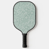 White  Paisley Pattern Muted Green Pickleball Paddle (Voorkant)