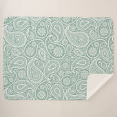 White  Paisley Pattern Muted Green Sherpa Deken (Voorkant (horizontaal))