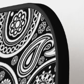 White  Paisley Pattern on Black Pickleball Paddle (Links Detail)