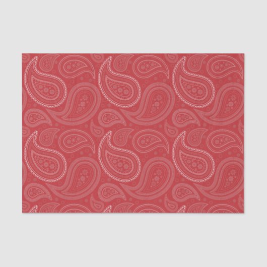 White Paisley Pattern on Dark Red Tissue Paper Tissuepapier (Voorkant)