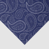 White Paisley Pattern on Navy Blue Tissue Paper Tissuepapier (Detail)