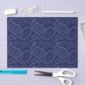 White Paisley Pattern on Navy Blue Tissue Paper Tissuepapier (Craft)