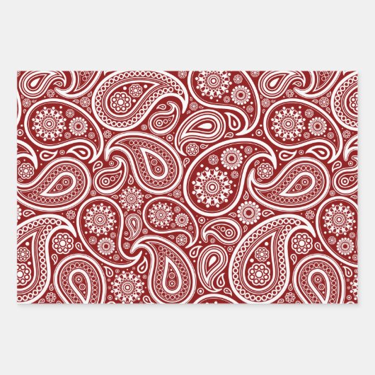 White paisley pattern wrapping paper sheets (Voorkant)