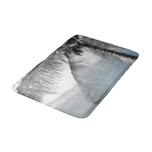 White Palm Coconut Tree Elegant Beach Paradise Badmat (Gekanteld)