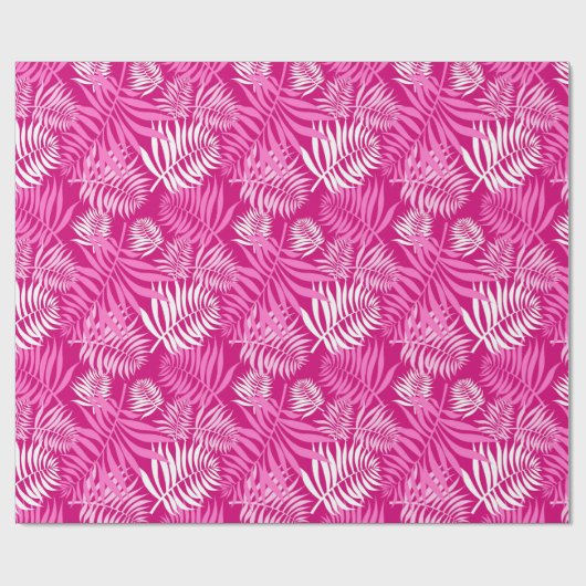 White Palm Frond op roze ompakpapier Cadeaupapier (Vlak)